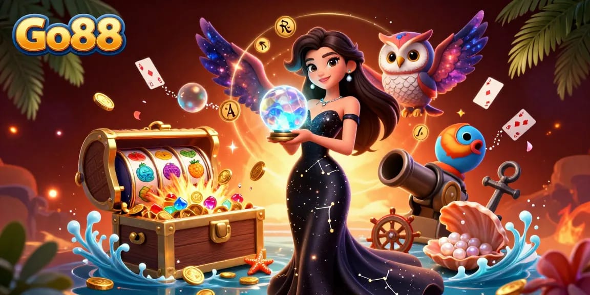 Win big with Go88 in a vibrant casino scene filled with exciting gaming elements.