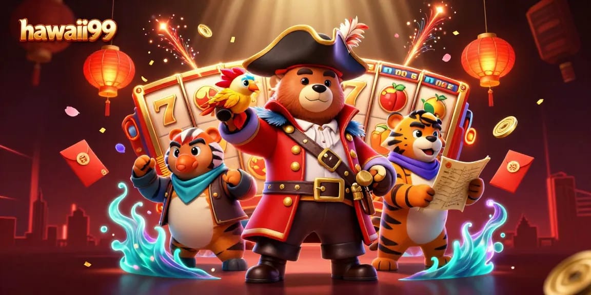 Experience hawaii99 with a thrilling pirate-themed casino adventure featuring vibrant slot elements and dynamic characters.