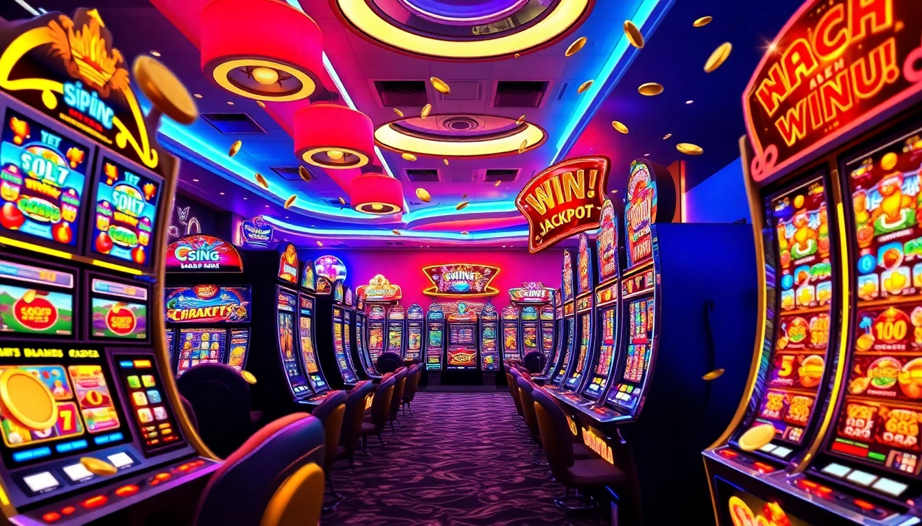 Engaging casino ambiance featuring vibrant slot machines ready for players to win big.