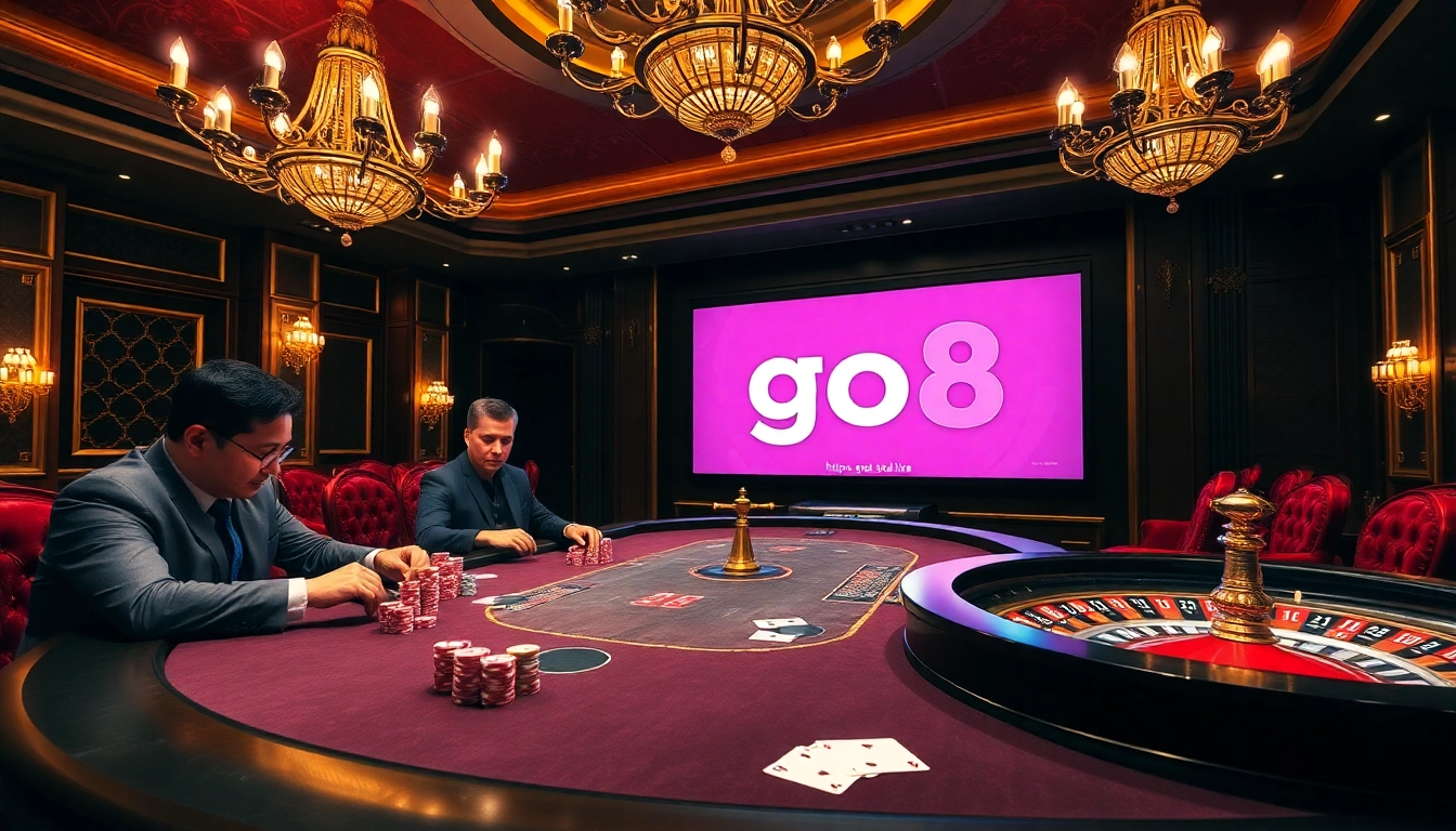 Players strategizing at the poker table with a hint of https://go8.live/ in the casino ambiance.