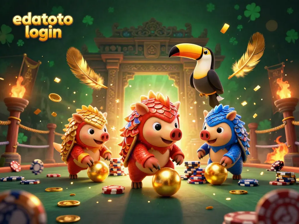 Permainan seru dengan edatoto login, dua pangolin bersaing dalam arena judi yang meriah.
