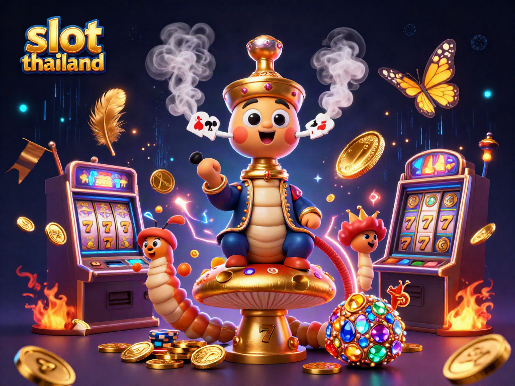 Spin and win big with slot thailand in this vibrant casino-themed illustration filled with lucky symbols and dynamic energy.