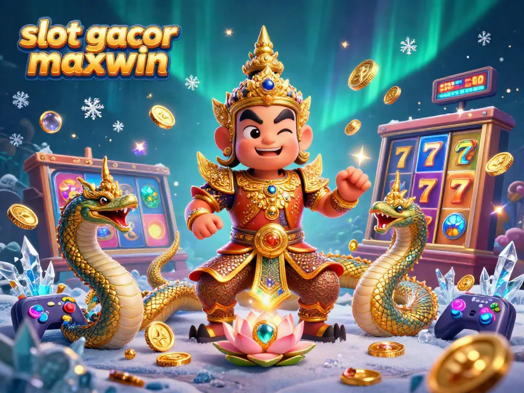 Engage in thrilling gameplay with slot gacor maxwin amidst golden guardians, vibrant slot reels, and dynamic casino visuals.