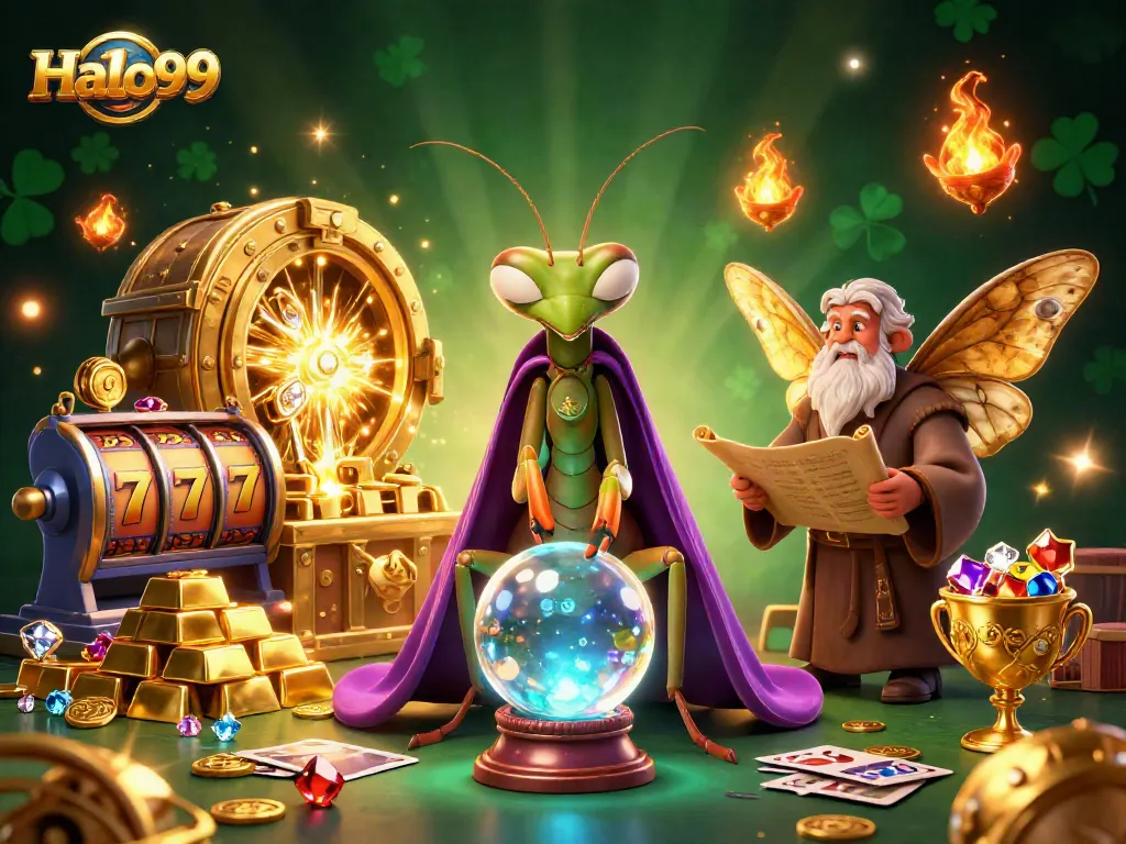 Engage in thrilling wins with Halo99's vibrant casino experience featuring dynamic slot reels and treasures.