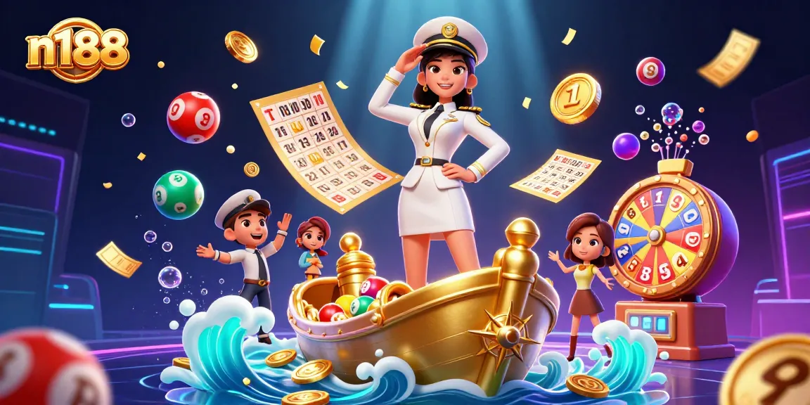 Experience exciting gaming at n188 with a stunning 3D casino illustration, revealing diverse gambling activities.