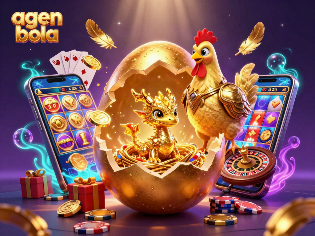 Memainkan agen bola dengan karakter naga emas dan elemen kasino menarik lainnya.
