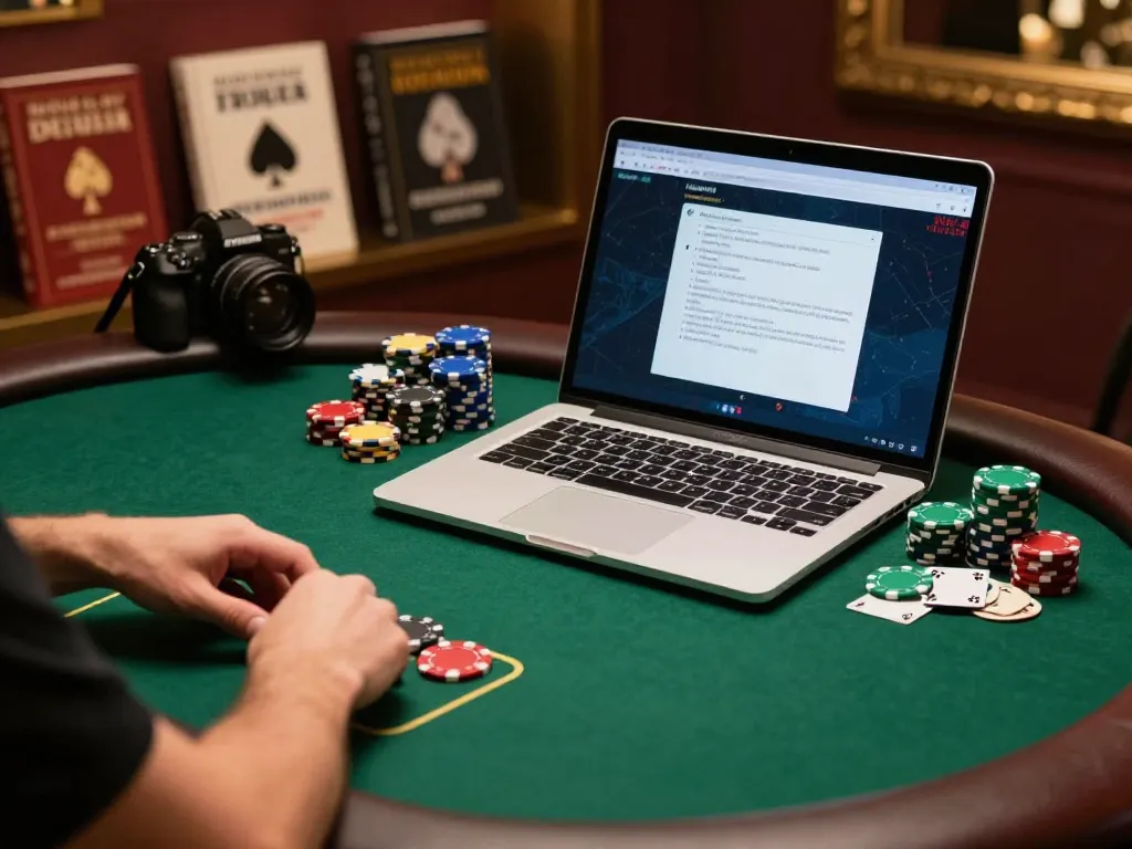 Bongdalu vip player enjoying an intense online poker game with colorful chips, enhancing strategic gameplay.