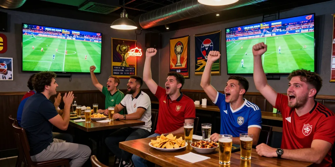 Prediksi piala dunia 2026 dalam suasana bar olahraga yang meriah.
