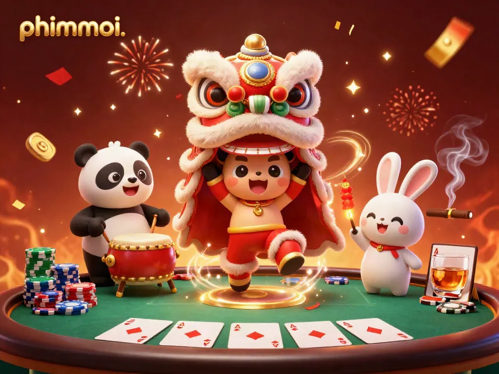Engage in the thrilling energy of phimmoi with colorful characters and vibrant casino elements.