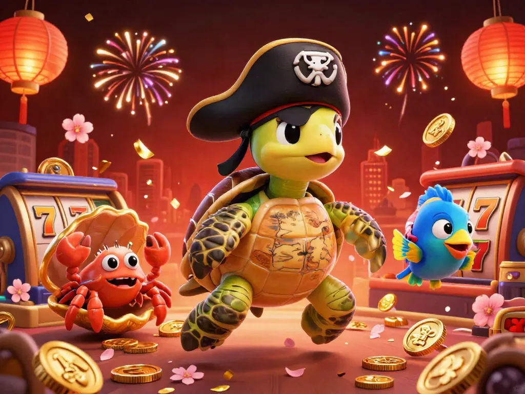 Experience the thrill of sunwin20 as lively characters celebrate among vibrant slot elements in a colorful casino scene.