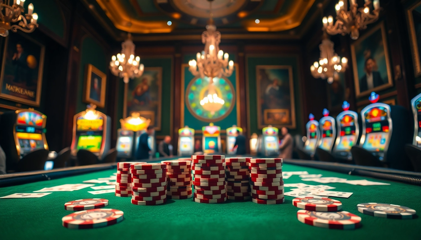 Players enjoying a thrilling poker game at PG66 casino, showcasing vibrant chips and cards.