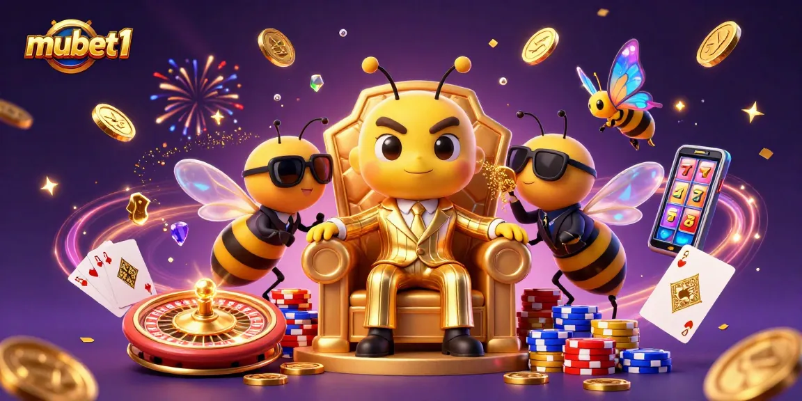 Experience thrilling casino moments with mubet1 in this vibrant 3D illustration of a bumblebee mob boss.
