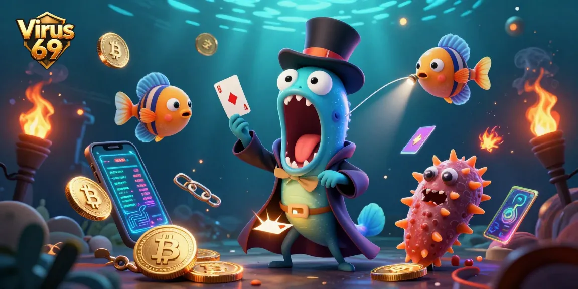 Experience the excitement of Virus 69 with vibrant casino elements and a magical underwater scene.