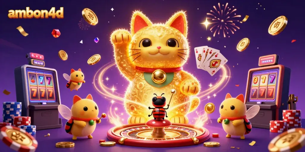 Experience the joy of ambon4d with a sparkling festival of casino symbols and joyful fireflies.