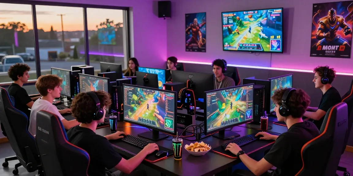 Pengalaman bermain game GG Soft di lounge gaming dengan suasana ceria.