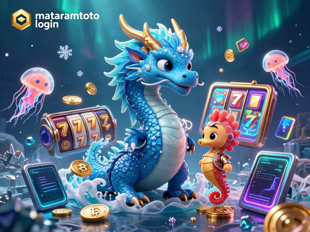 Engage with the mataramtoto login experience surrounded by vibrant slot and crypto elements.