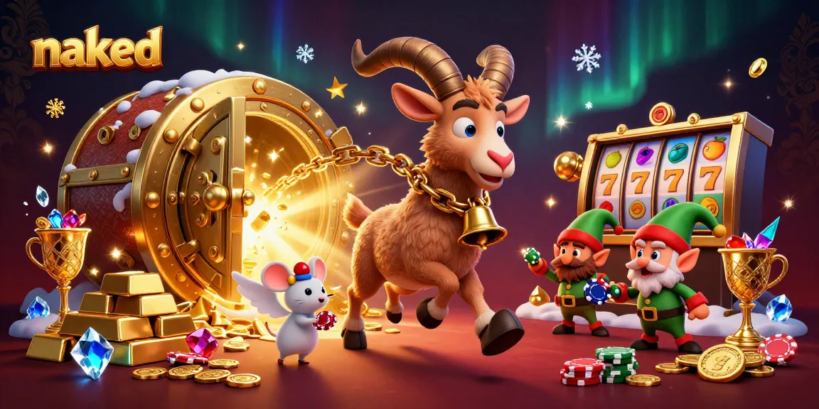 Revel in the naked chaos of a casino where elf gremlins steal chips amidst a festive scene.