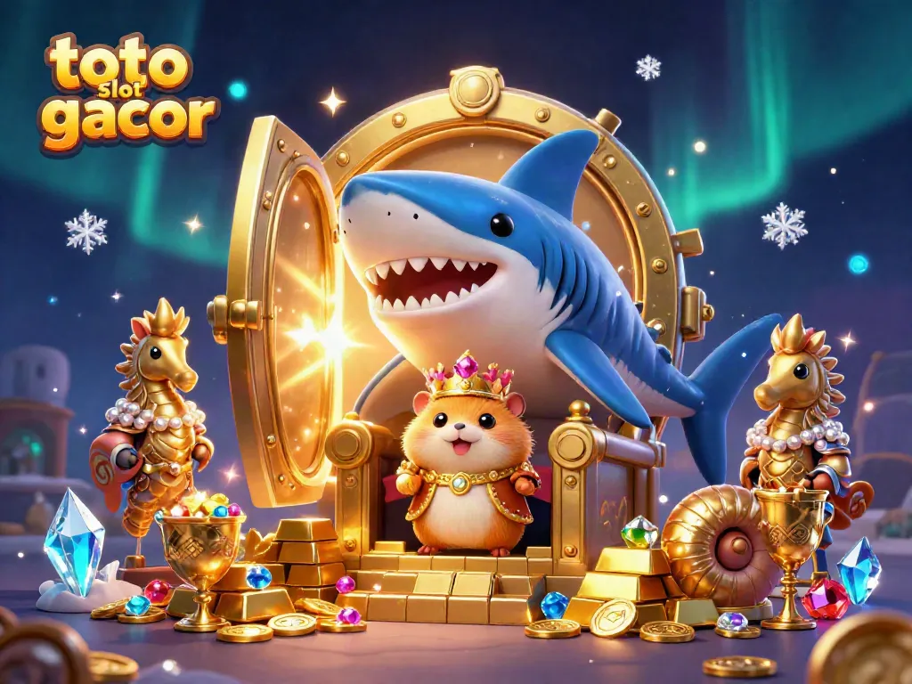 Tembakau toto slot gacor dengan mahkota raja hamster emas mewah dan penjaga kuda laut berarmor.