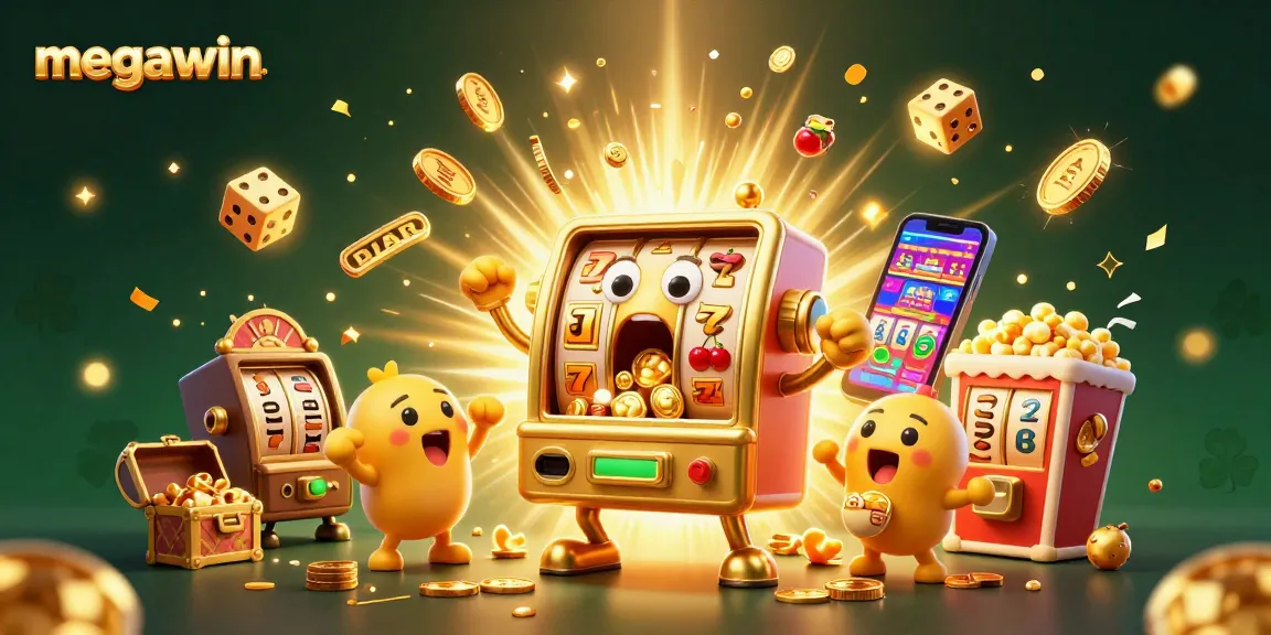 Menangkan jackpot megawin dari mesin slot emas saat koin mengalir dalam ilustrasi menarik ini.