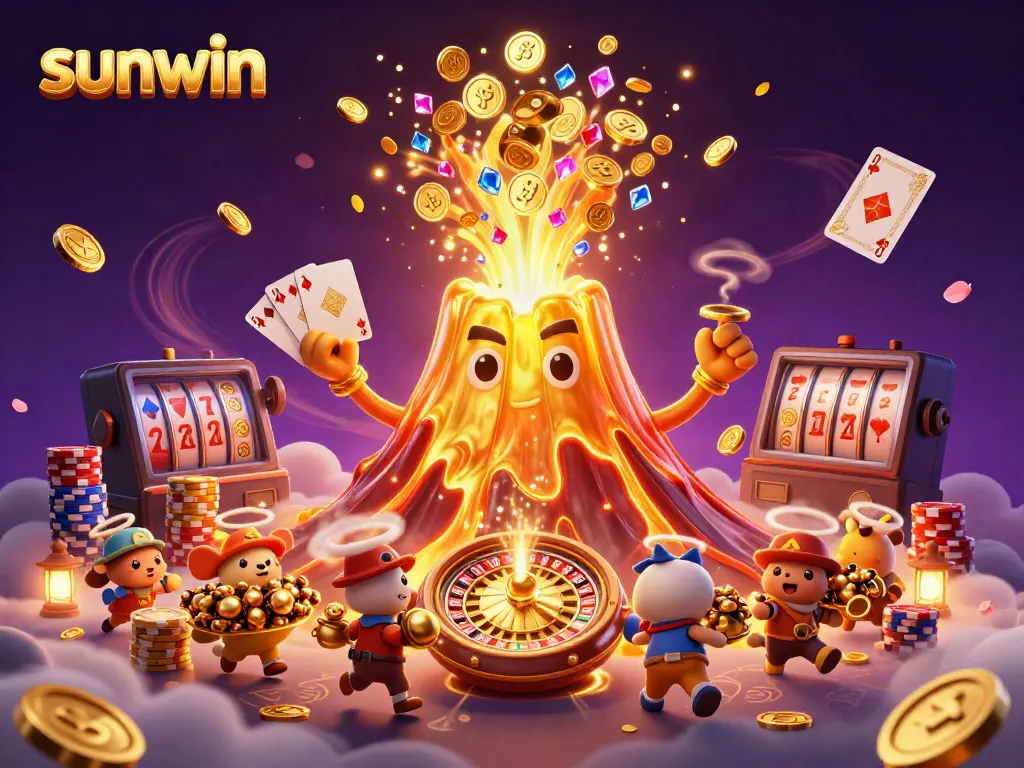 Win big with Sunwin as explorers flee with treasure amidst a vibrant casino scene.