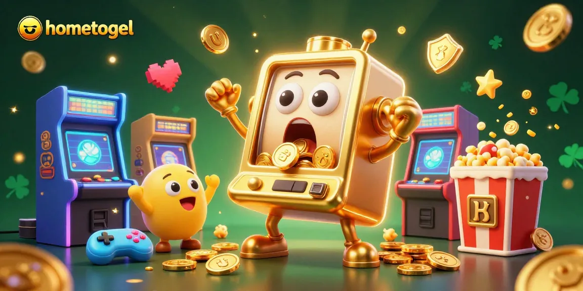 Experience the excitement of hometogel with animated slot machines celebrating a jackpot.