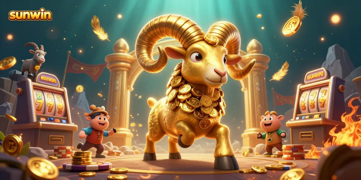 Experience the excitement of sunwin with golden rams charging through slot machines and epic winnings.