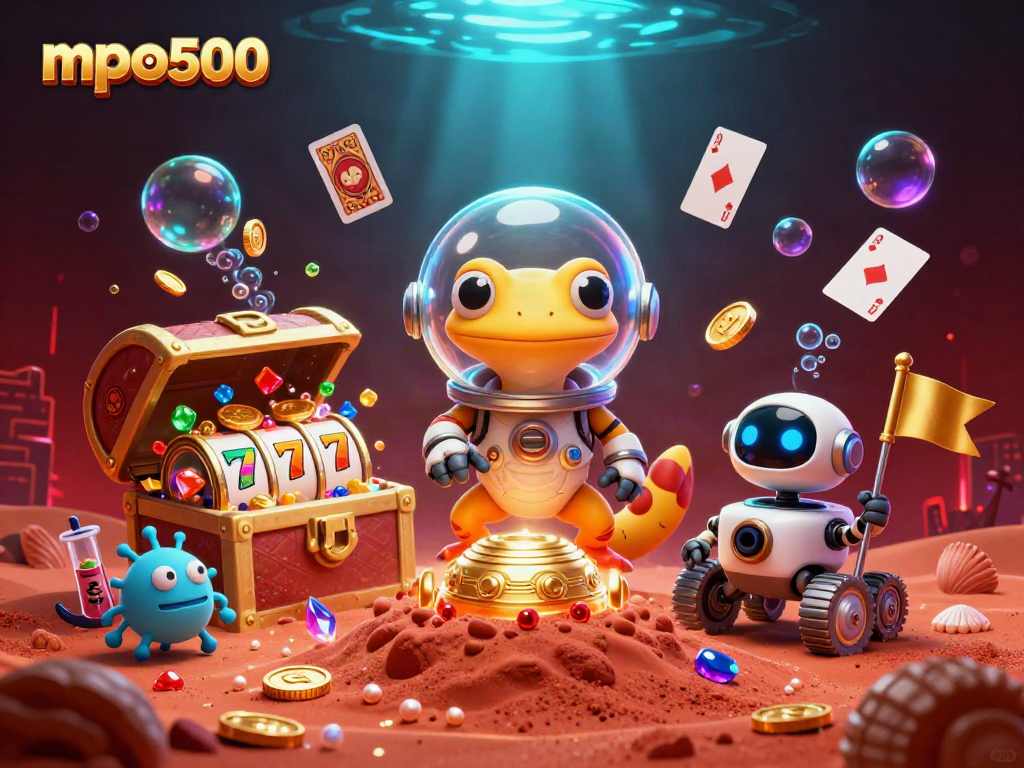 Memainkan mpo500 di kasino bertema luar angkasa dengan gecko Mars dan banyak harta karun di sekelilingnya.