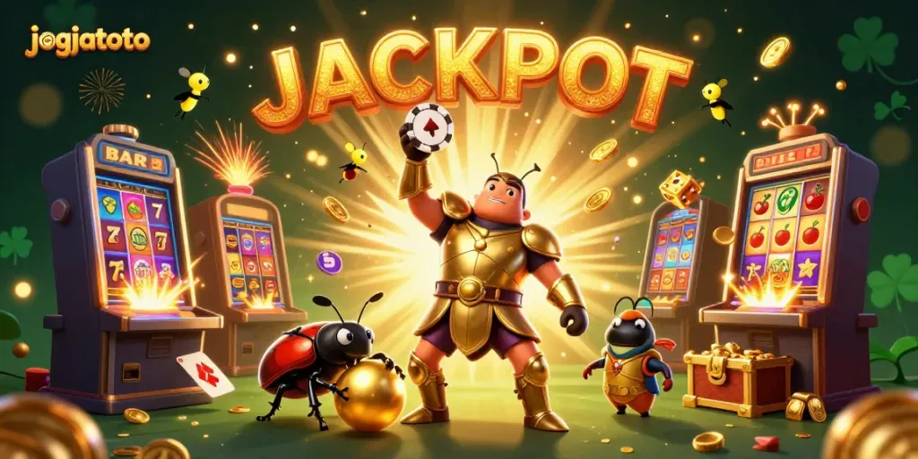 Experience the thrill of winning with jogjatoto and an epic casino scene featuring vibrant jackpot elements.