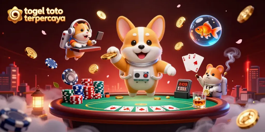 Menyaksikan permainan togel toto terpercaya dengan corgi astronot dan hamster pengendali dalam kasino luar angkasa