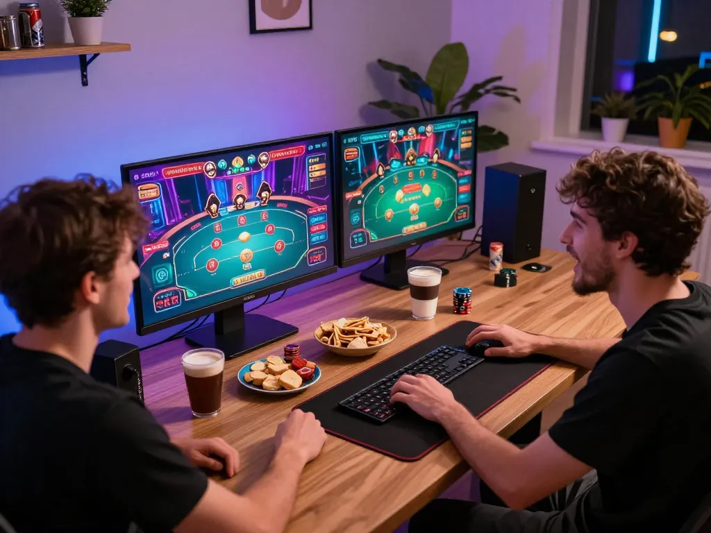 Engaged player exploring online casino games on lc88 site, showcasing home gaming excitement