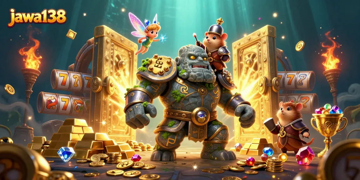 Bermain di jawa138 dengan golem penjaga dan peri berkilau di dunia jackpot yang menawan.
