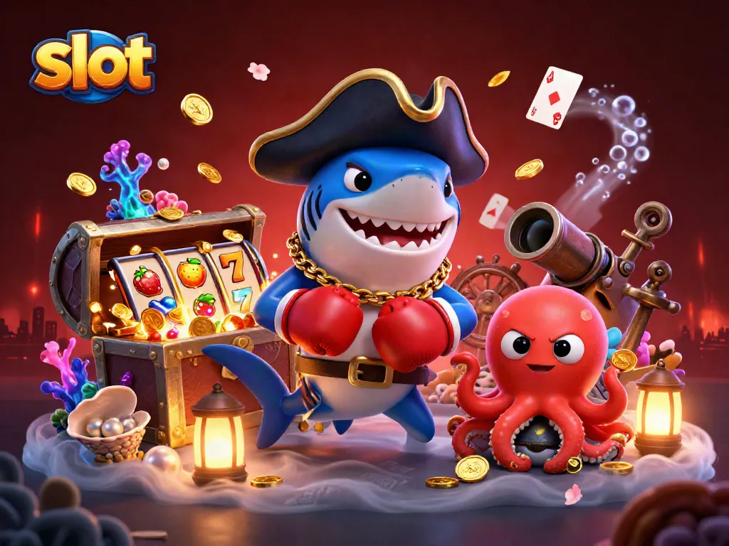 Menangkan jackpot slot dalam ilustrasi warna-warni dengan karakter laut yang menarik.