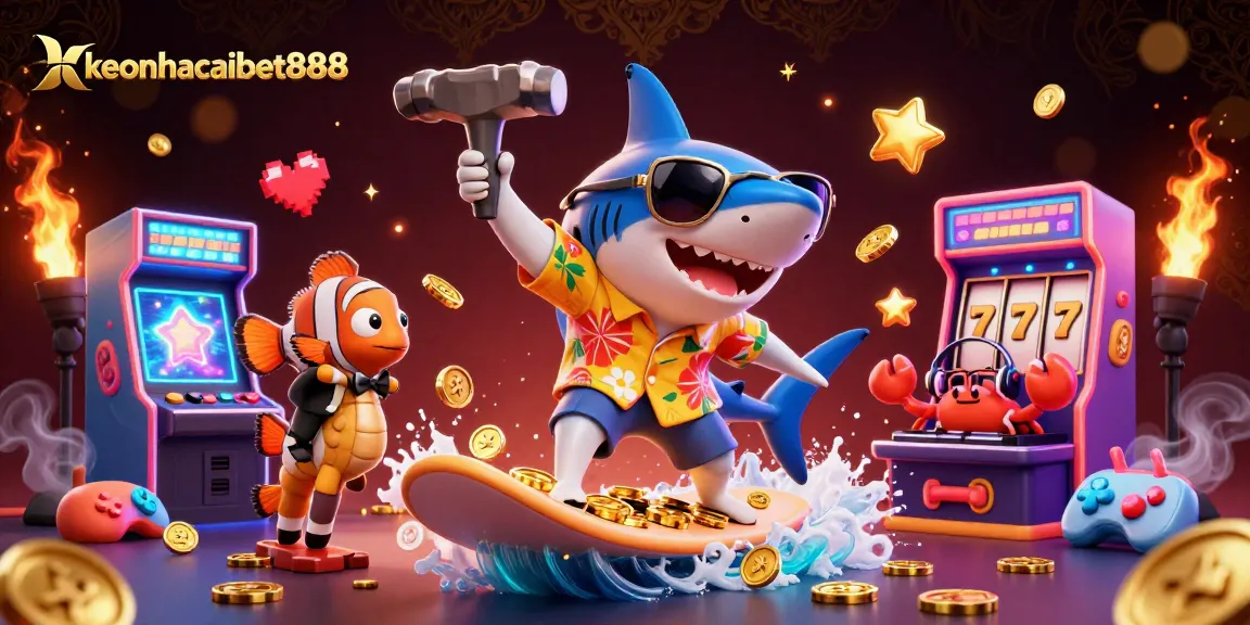 Engage with keonhacaibet888's thrilling casino scene featuring vibrant characters and dynamic gaming elements.