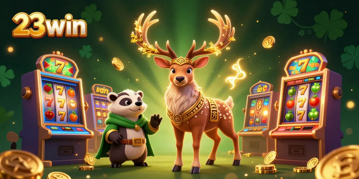 Experience the vibrant world of 23win with dynamic slot machines and lively characters.