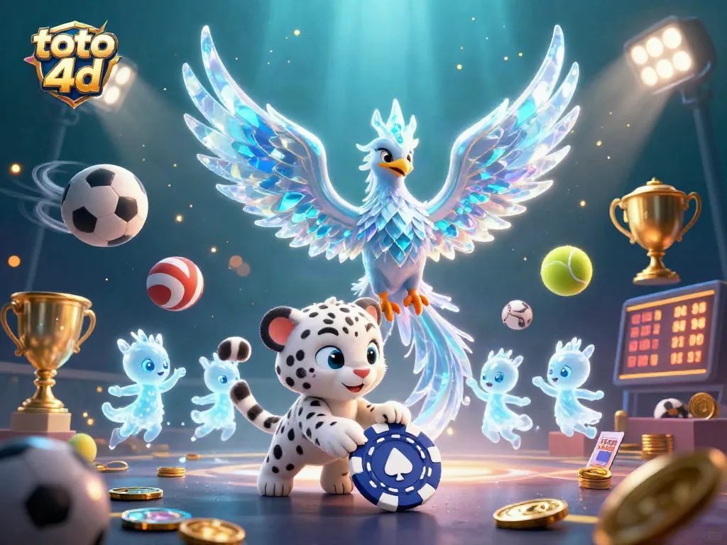 Mengalahkan peluang dengan toto 4d, ilustrasi 3D menampilkan karakter menarik dalam suasana kasino yang energik.