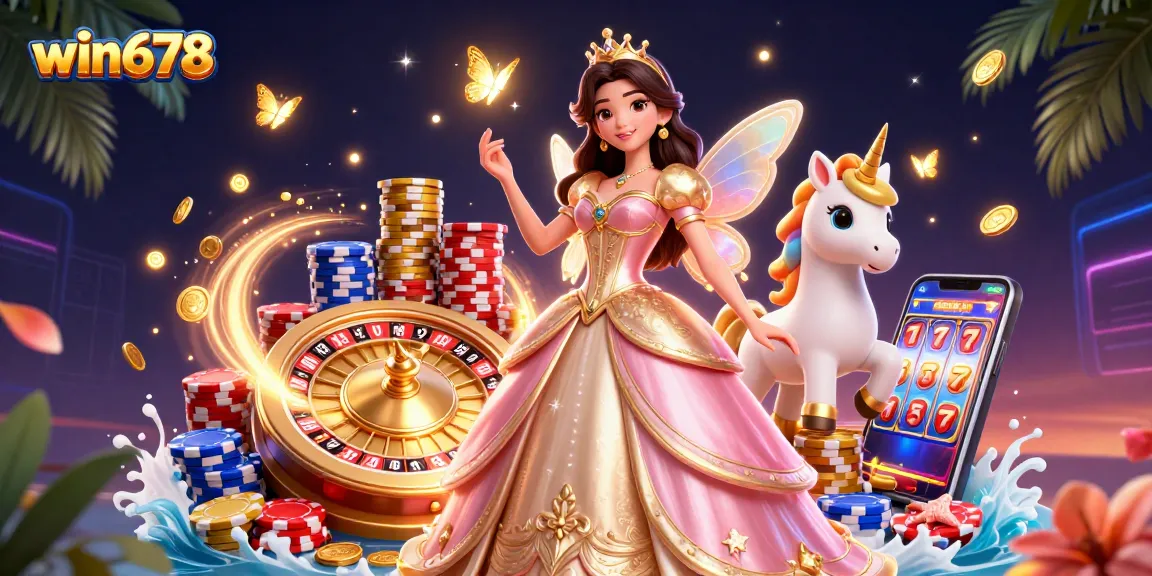 Engage in dynamic gameplay at win678 with colorful casino elements and a captivating princess.