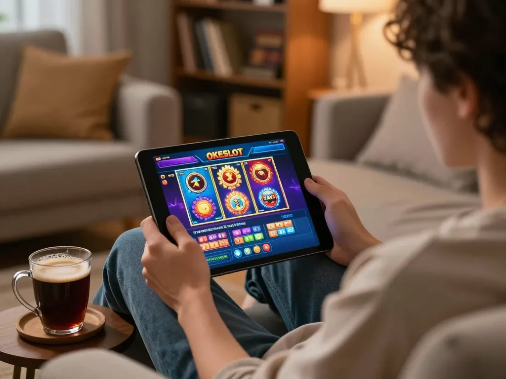 Bergabung dalam permainan slot online yang strategis di OKESLOT, menampilkan suasana rumah yang santai.