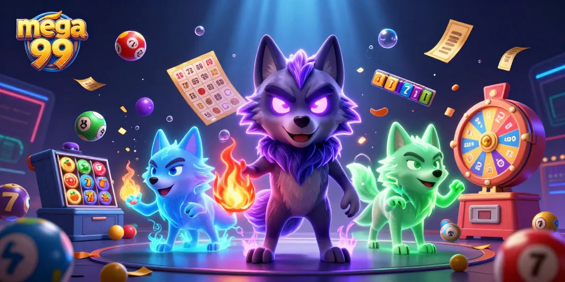 Win big with mega 99 as glowing wolves lead you to exciting slot jackpots and lottery thrills.