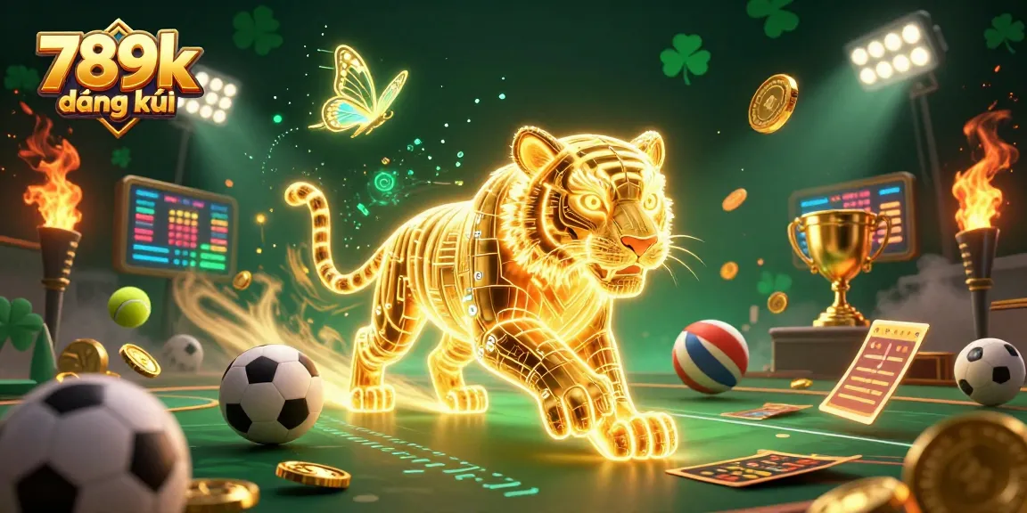 Experience the thrilling world of 789k đăng ký as the golden tiger conquers the digital casino landscape amidst sports and gaming action.