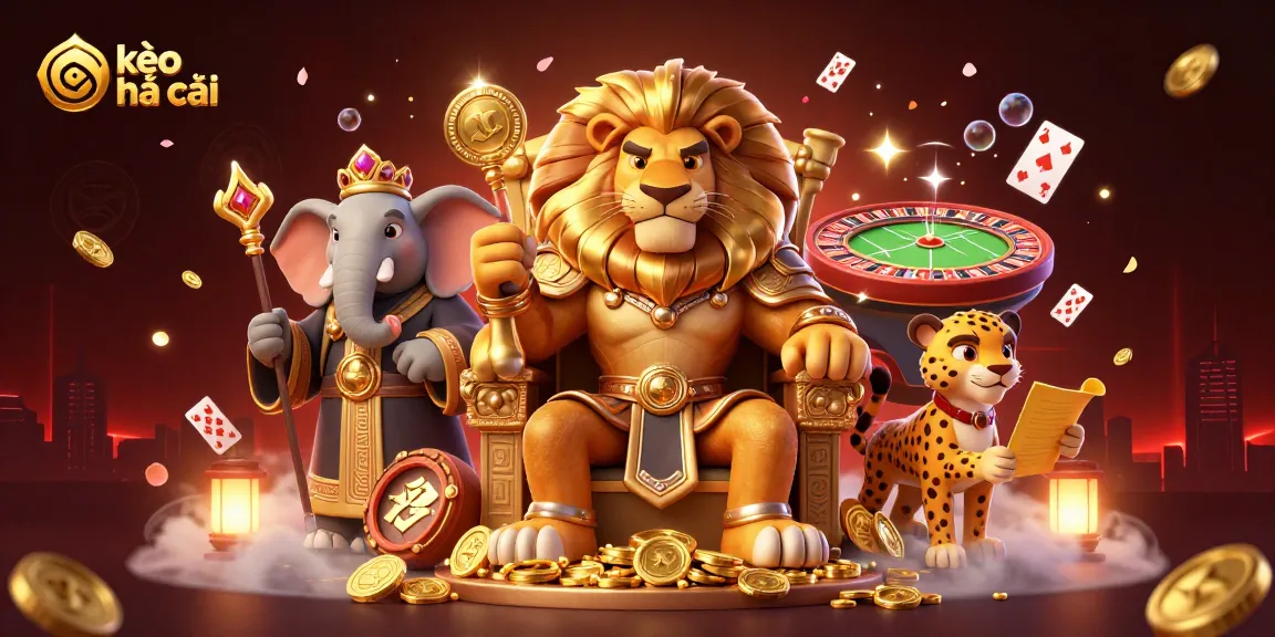Engage in kèo nhà cái by discovering dynamic betting elements with a lion king and royal advisors.
