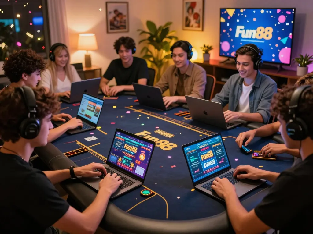 Players engaging in live dealer games on the Fun88 app at home, showcasing strategic gameplay.