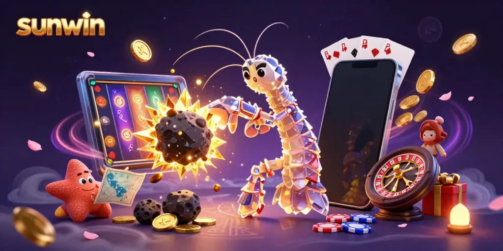 Engage in thrilling gaming adventures with Sunwin's vibrant casino scene featuring galactic characters.
