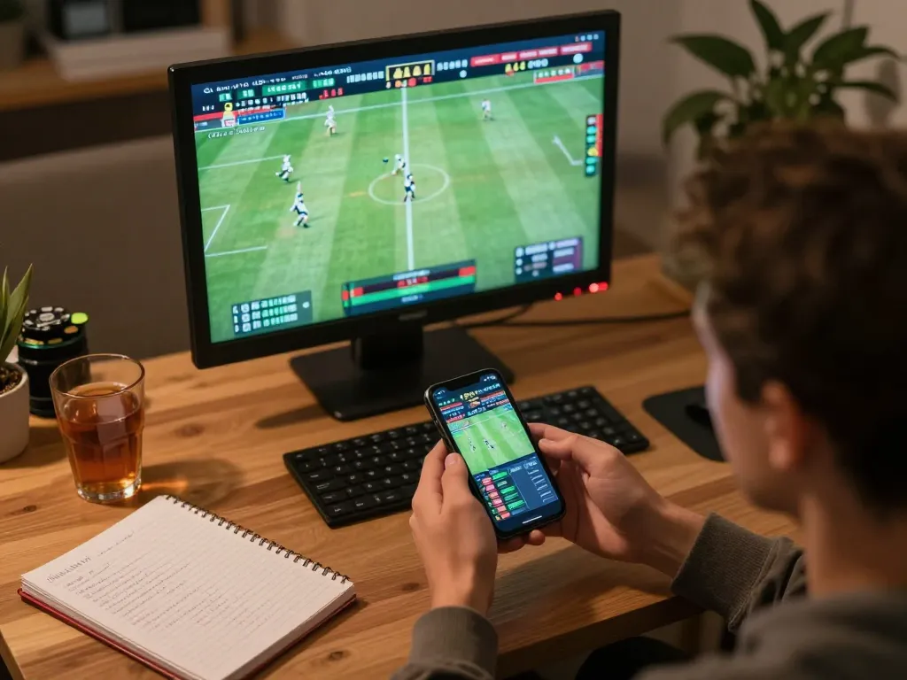 Engaging scene of sports betting on a smartphone reflecting samsonbet86 excitement with live event betting.
