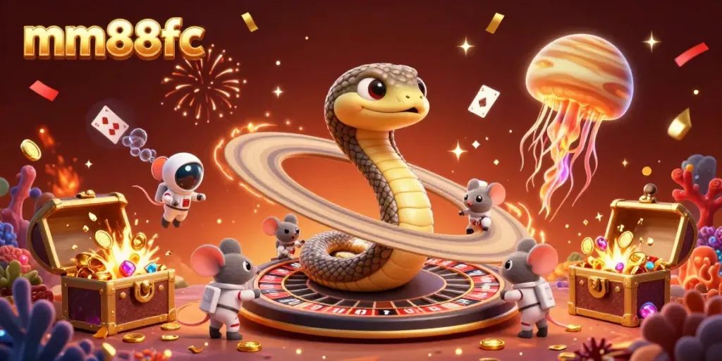 Engage with mm88fc's thrilling gaming universe as astronaut mice bet on a cosmic roulette wheel.