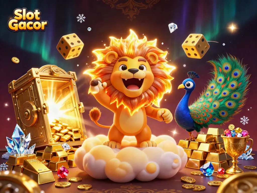 Slot Gacor momen bermain yang mendebarkan dengan simbol keberuntungan dan harta karun menyilaukan.