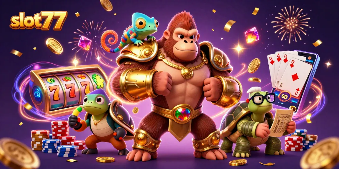 Menangkan permainan slot777 dengan gorila raja bertempur, chameleon berubah warna, dan kura-kura bijak.