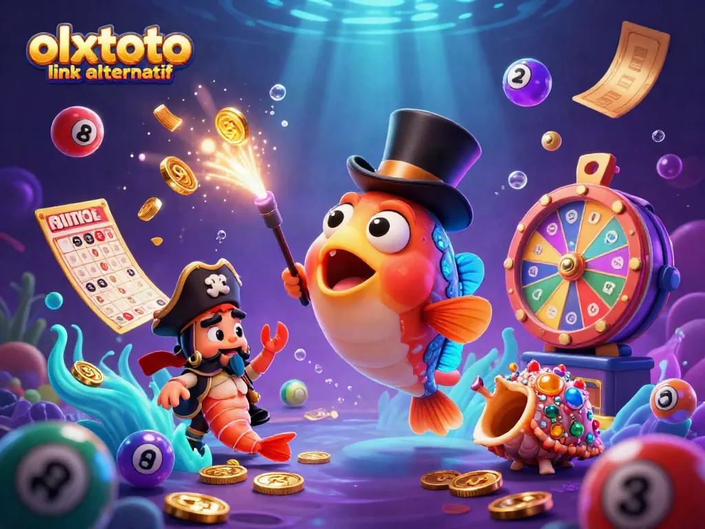 Experience gaming excitement with OLXTOTO link alternatif featuring vibrant lottery elements and sea creatures.