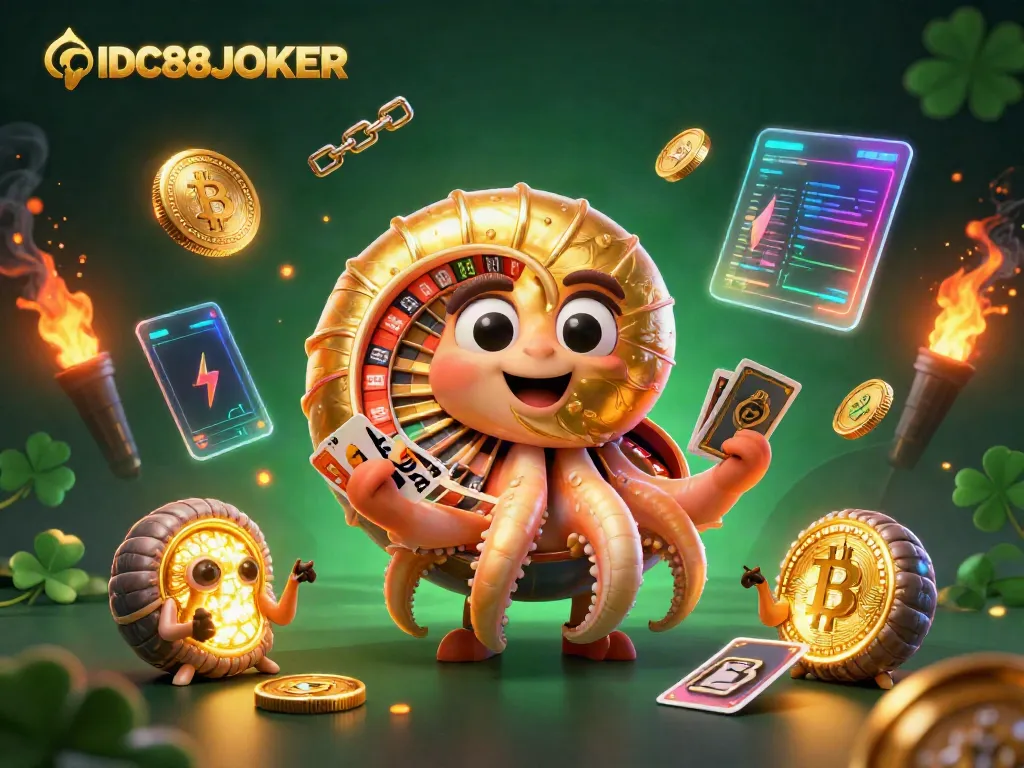 Experience thrilling gameplay with IDC88JOKER: a vibrant nautilus roulette scene igniting with crypto elements.