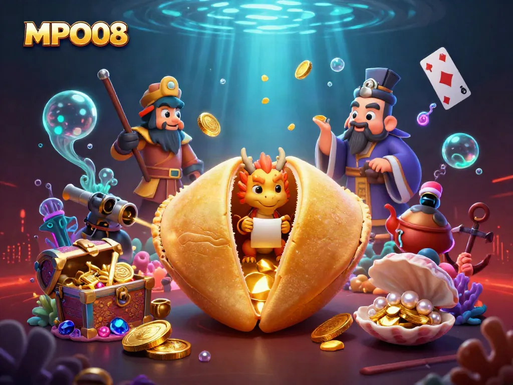 MPO08 showcases a vibrant 3D scene of fortune and gambling excitement with dynamic casino elements.
