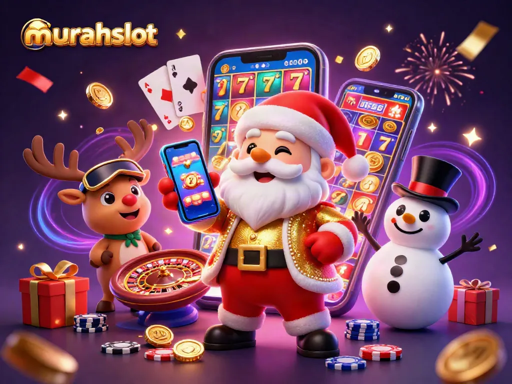 Play exciting slots with murahslot as Santa, his reindeer dealer, and a snowman scatter festive winnings!